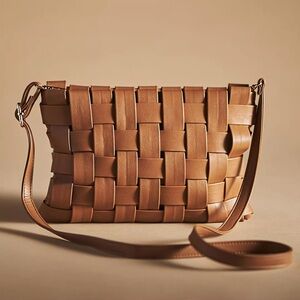 Anthropologie Lindy Woven Clutch Light Sand